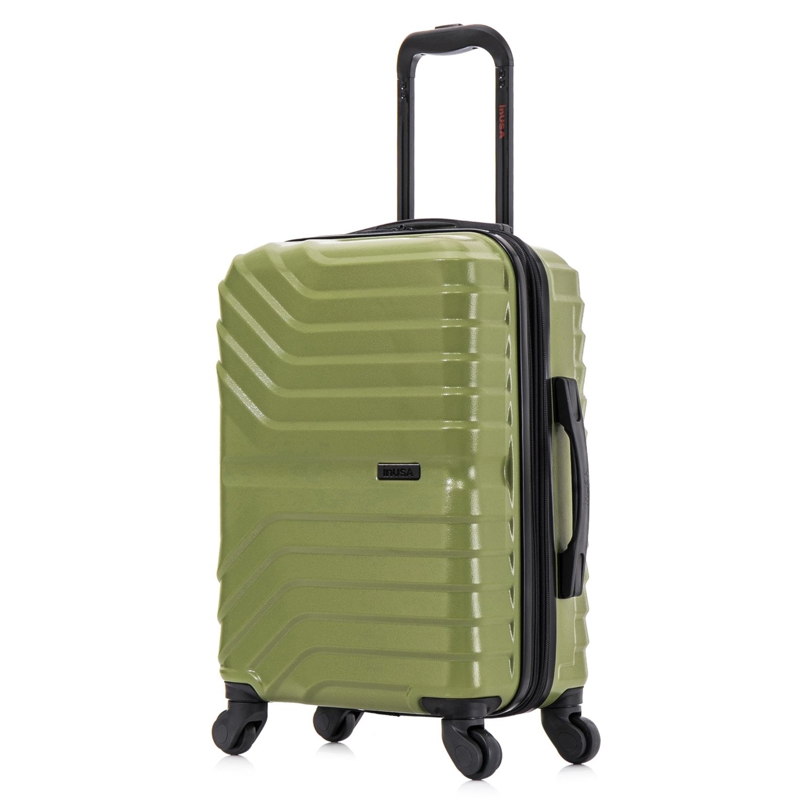 InUSA AURUM Hardside Luggage with Spinner Wheels | 20 in Durable Lightweight Carry on Suitcase for Travel | Zipper Clouser Suit Case with Gel Handles and Trolley | Green