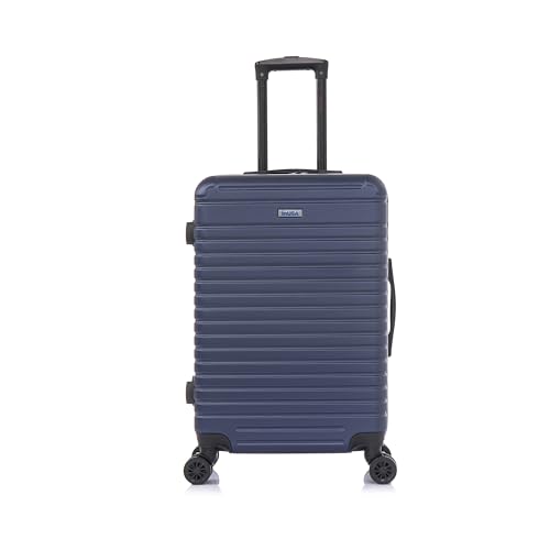 InUSA DEEP Luggage with GEL Handle | Spacious Traveling Suitcases, Travel Suitcase with Dual Spinner Wheels and Studs | 24 Inch Medium Hardside Luggage | Blue
