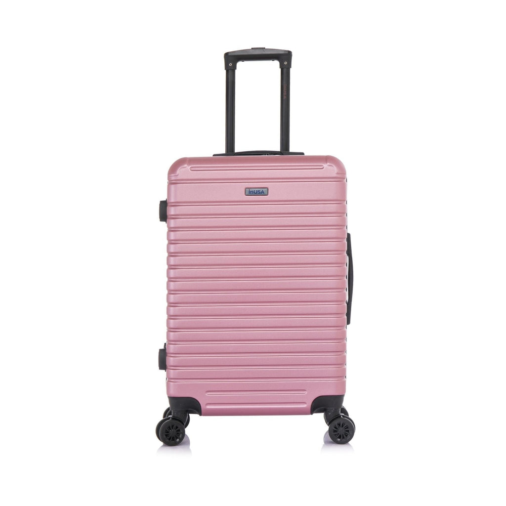 InUSA DEEP Luggage with GEL Handle | Spacious Traveling Suitcases, Travel Suitcase with Dual Spinner Wheels and Studs | 24 Inch Medium Hardside Luggage | Rose Gold