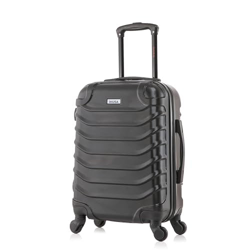 InUSA ENDURANCE Luggage with Spinner Wheels | Durable Lightweight Hardshell Suitcase, Spacious Travel Bag with Handle and Trolley | 20-Inch Carry On Small Luggage | Black