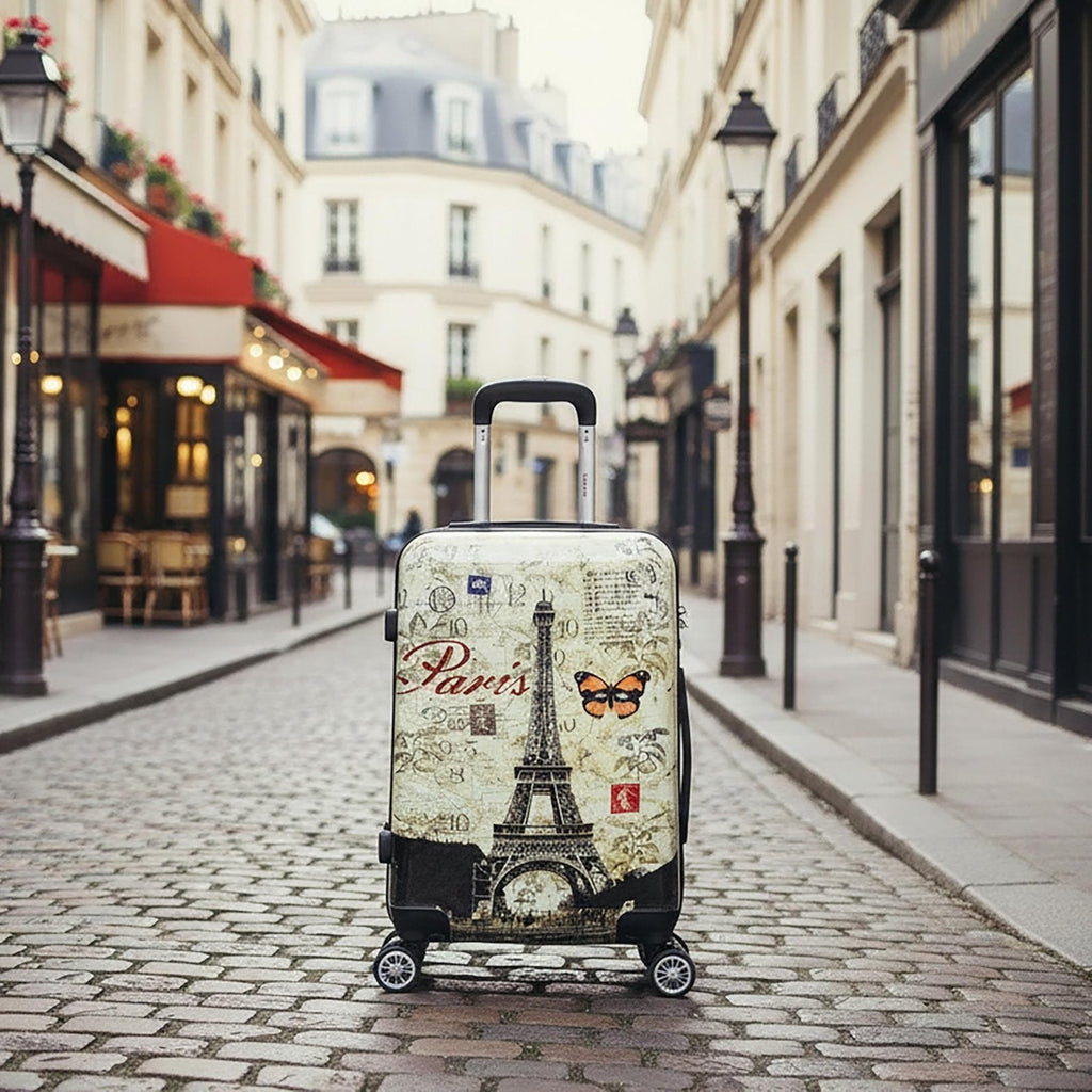 InUSA Paris Print Luggage with Spinner Wheels | Durable Lightweight Hardside Suitcase | Travel Bag with Handle and Trolley | 20 Inch Carry - On Spinner Luggage