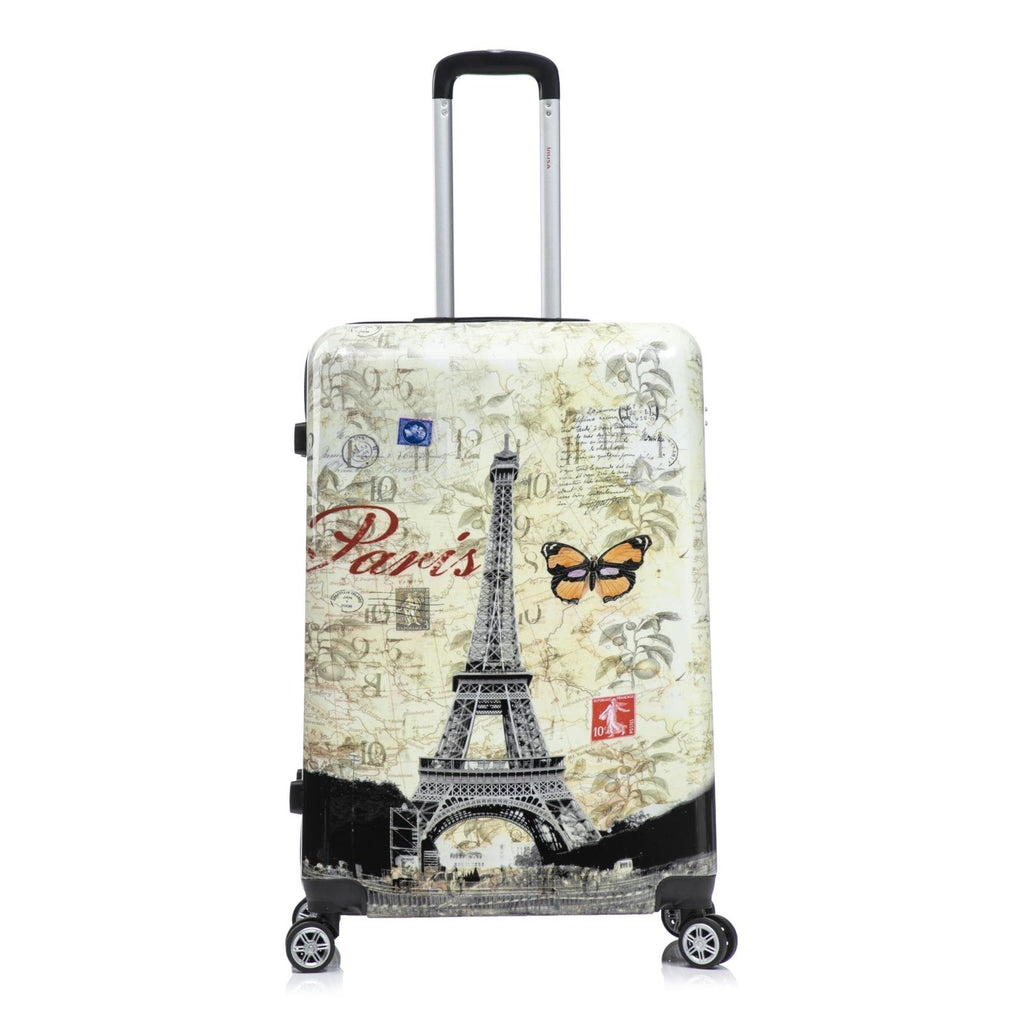 InUSA Paris Print Luggage with Spinner Wheels | Durable Lightweight Hardside Suitcase | Travel Bag with Handle and Trolley | 28 - Inch Large Checked luggage