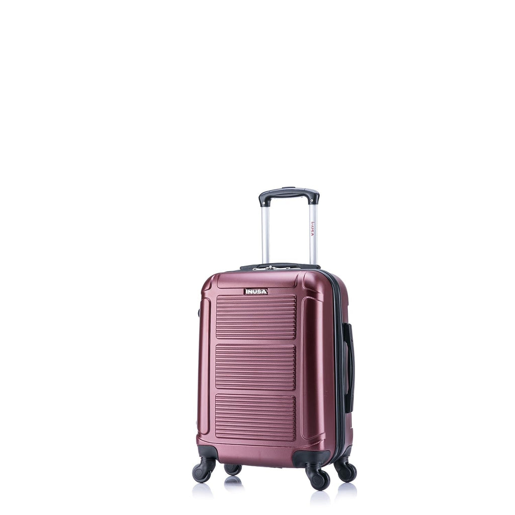 InUSA PILOT Luggage with Ergonomic Handles | Spacious Travel Suitcase with Four Spinner Wheels and Studs | 20 Inch Hardside Carry-On Spinner Luggage | Wine