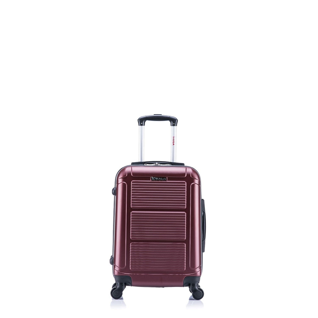 InUSA PILOT Luggage with Ergonomic Handles | Spacious Travel Suitcase with Four Spinner Wheels and Studs | 20 Inch Hardside Carry - On Spinner Luggage | Wine
