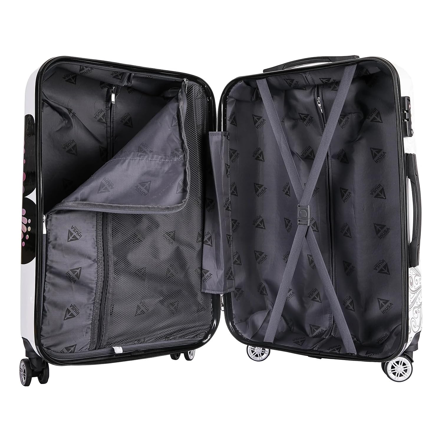 InUSA Prints PC/ABS Plastic 4 - Wheel Spinner Luggage, Butterfly (IUAPC00M - BUT)