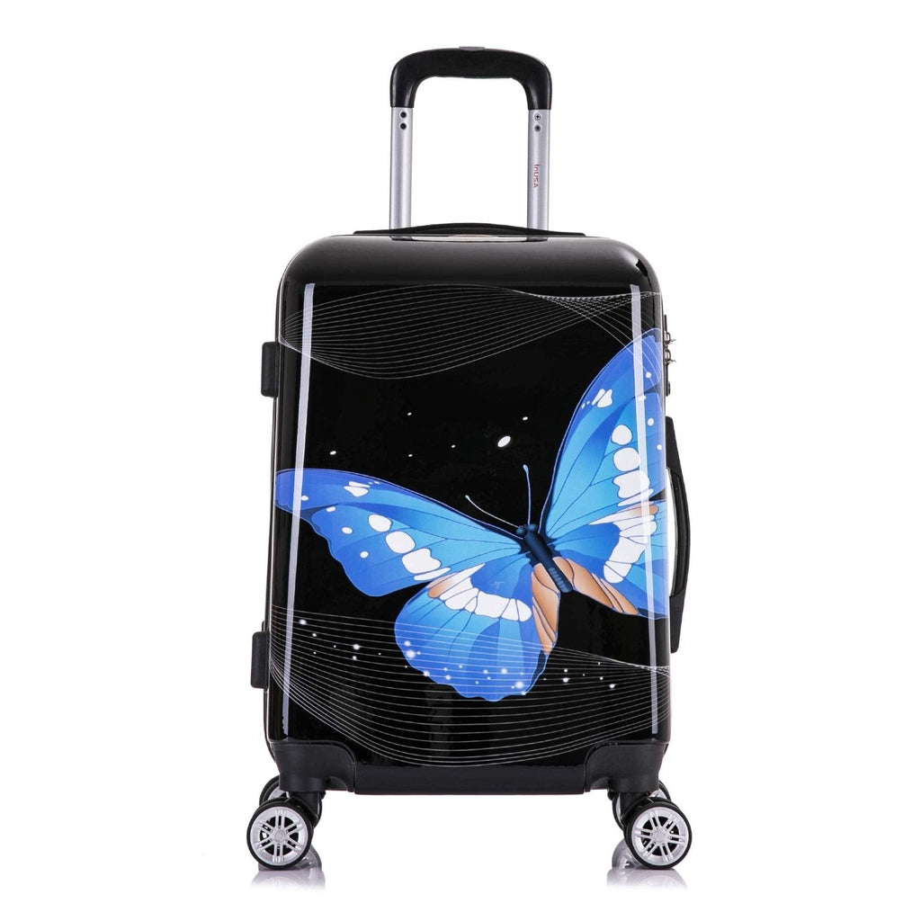 InUSA Prints PC/ABS Plastic Carry-On Luggage, Black Butterfly (IUAPC00S-BBU)