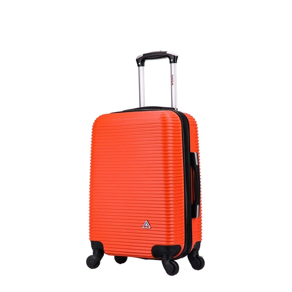 InUSA ROYAL Hardside Luggage with Ergonomic Handles | Spacious Travel Suitcase with Four Spinner Wheels and Studs | 20 Inch Hardside Carry-On Spinner Luggage | Orange
