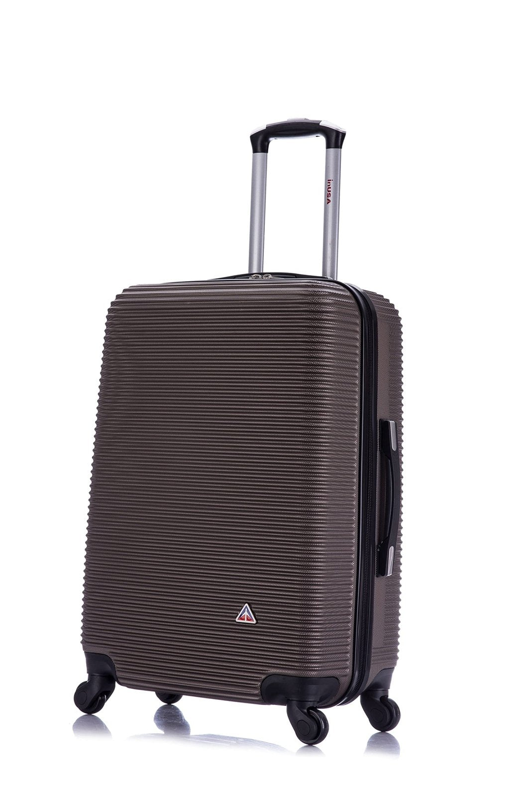 InUSA ROYAL Hardside Spinner Luggage with Ergonomic Handles | Spacious Travel Suitcase with Four Spinner Wheels and Studs | 24 Inch Medium Hardside Spinner Luggage | Brown