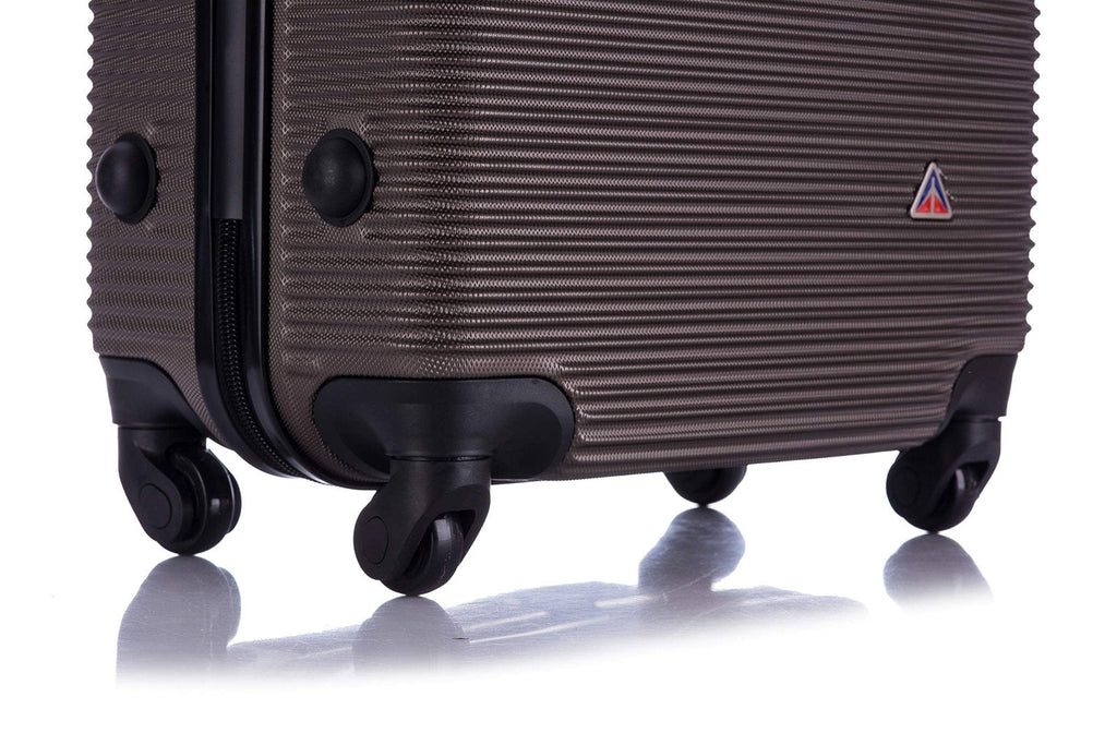 InUSA ROYAL Hardside Spinner Luggage with Ergonomic Handles | Spacious Travel Suitcase with Four Spinner Wheels and Studs | 24 Inch Medium Hardside Spinner Luggage | Brown