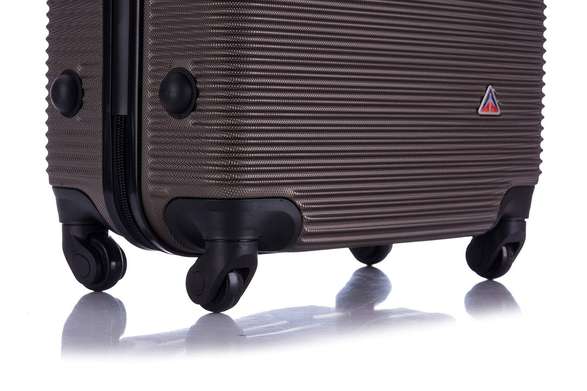 InUSA ROYAL Hardside Spinner Luggage with Ergonomic Handles | Spacious Travel Suitcase with Four Spinner Wheels and Studs | 24 Inch Medium Hardside Spinner Luggage | Brown