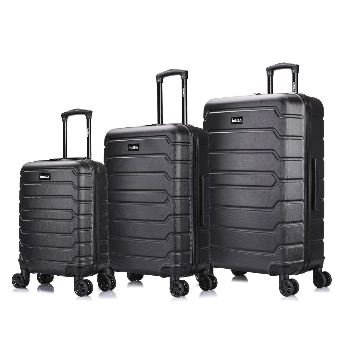 InUSA Trend Plastic 3-Piece Luggage Set, Black (IUTRESML-BLK)