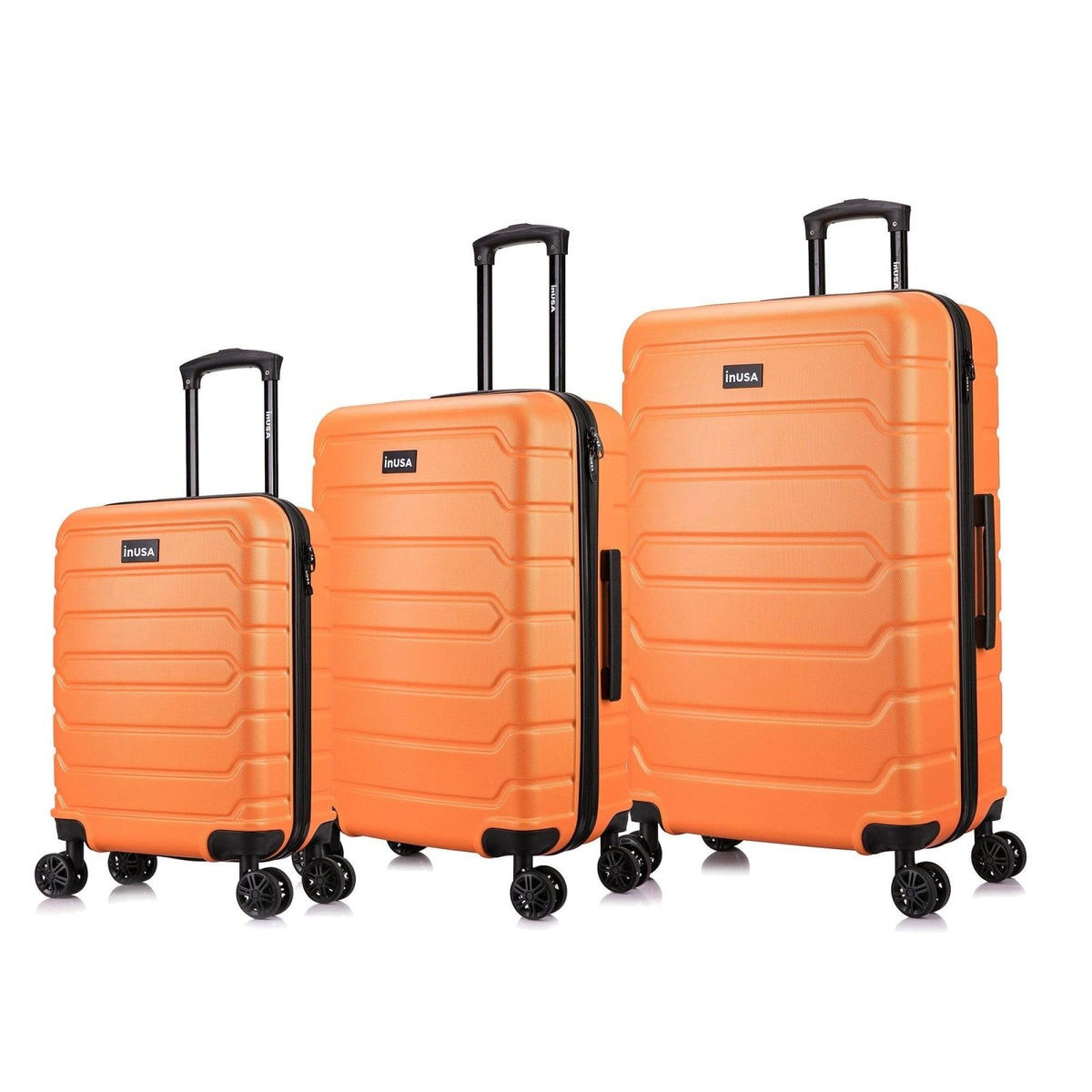 InUSA Trend Plastic 3-Piece Luggage Set, Orange (IUTRESML-ORA)