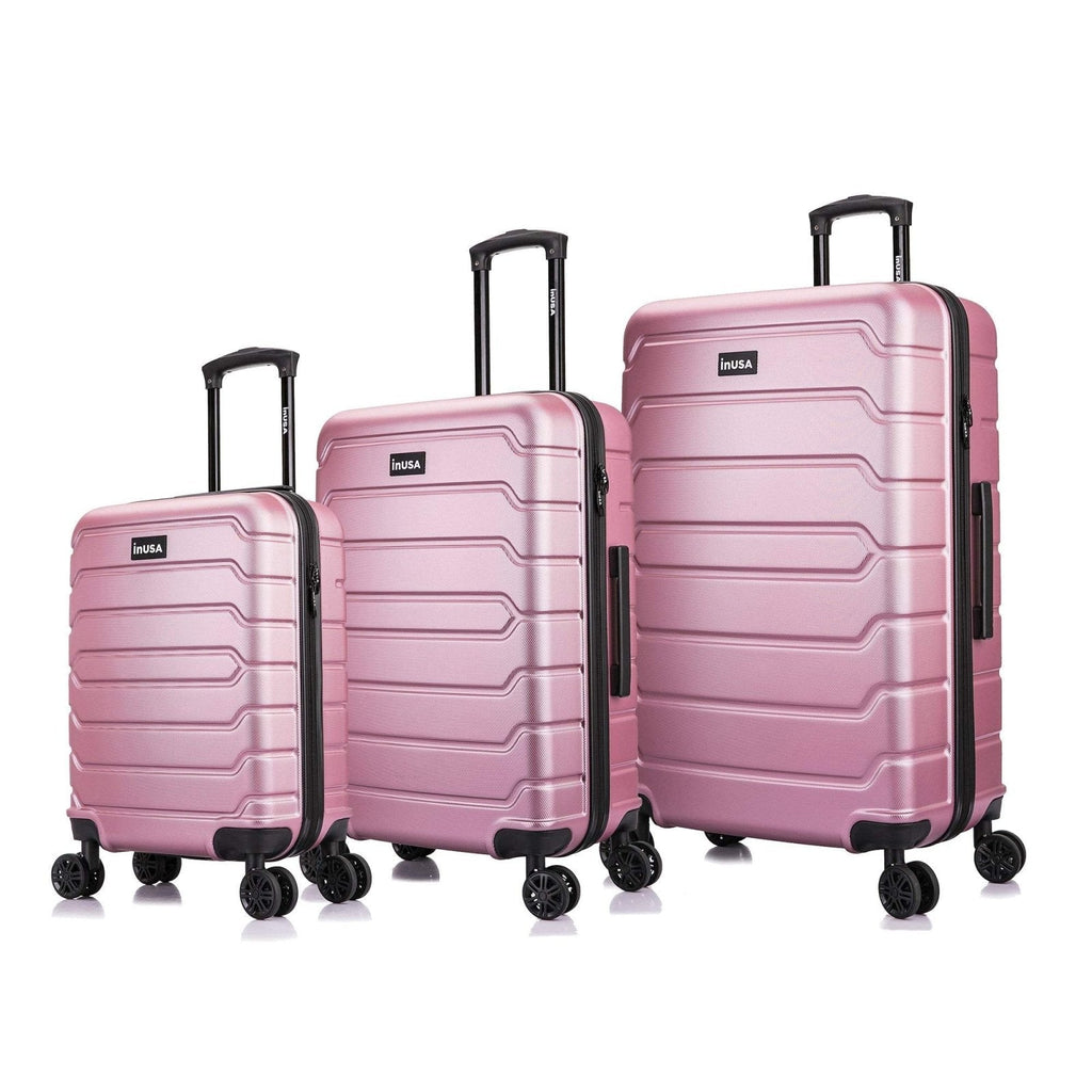 InUSA Trend Plastic 3-Piece Luggage Set, Rose Gold (IUTRESML-ROS)