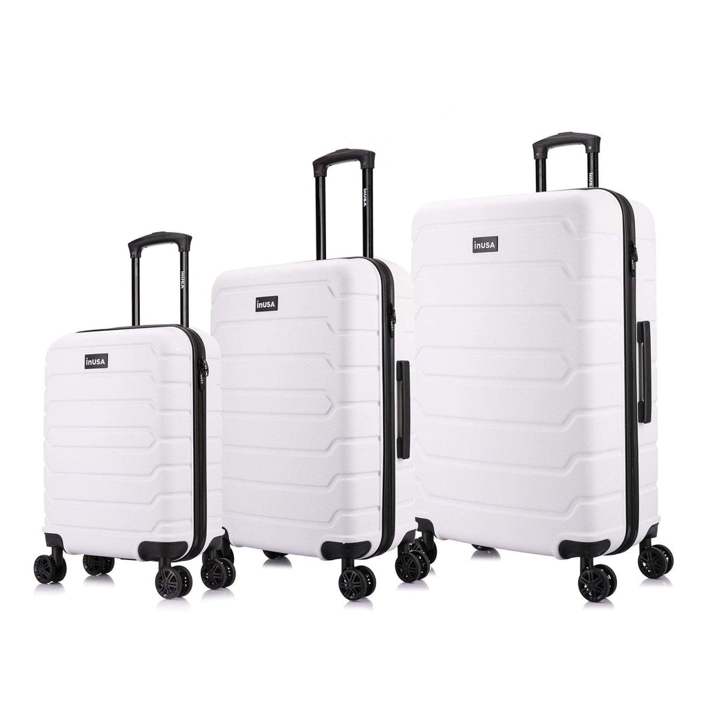 InUSA Trend Plastic 3-Piece Luggage Set, White (IUTRESML-WHI)