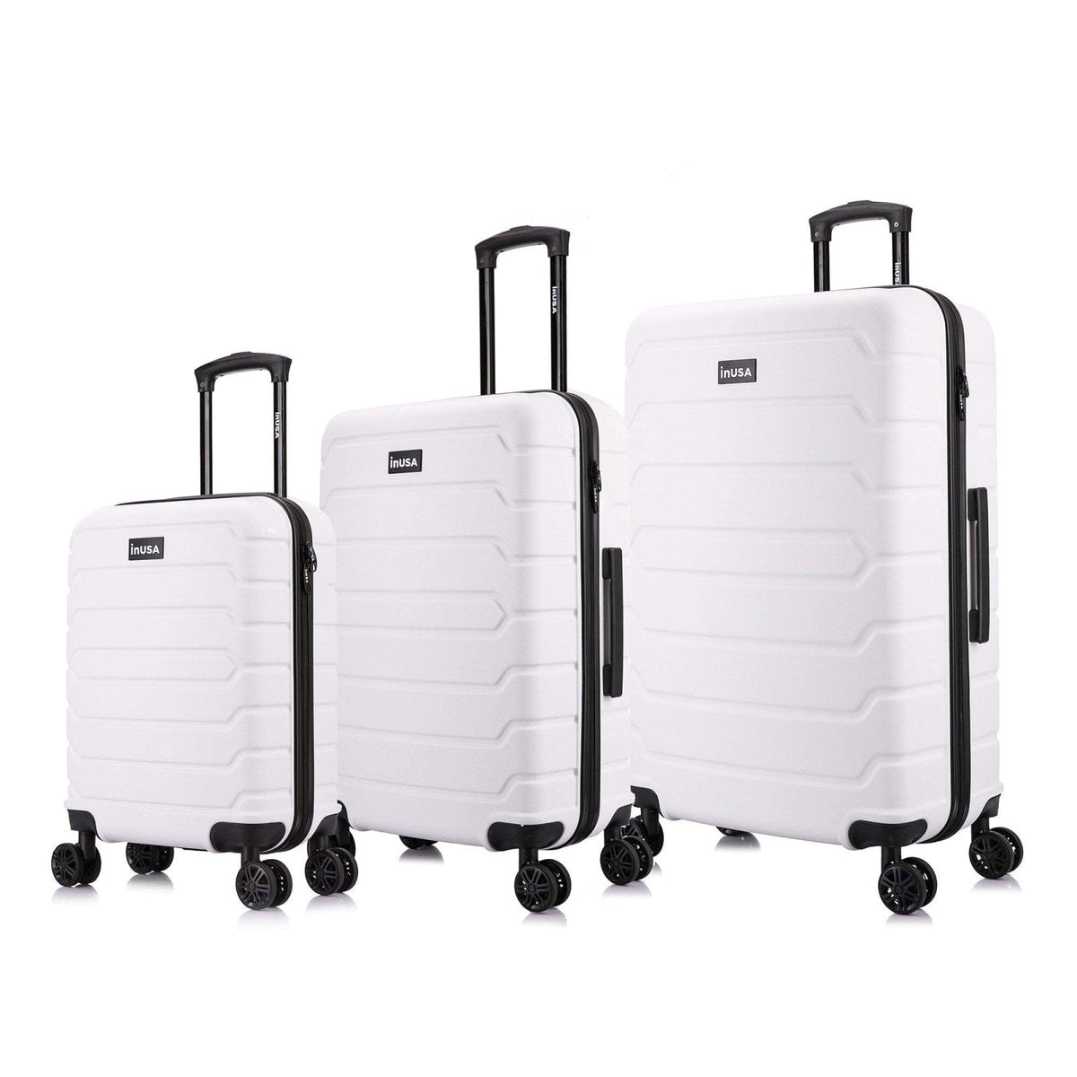 InUSA Trend Plastic 3-Piece Luggage Set, White (IUTRESML-WHI)