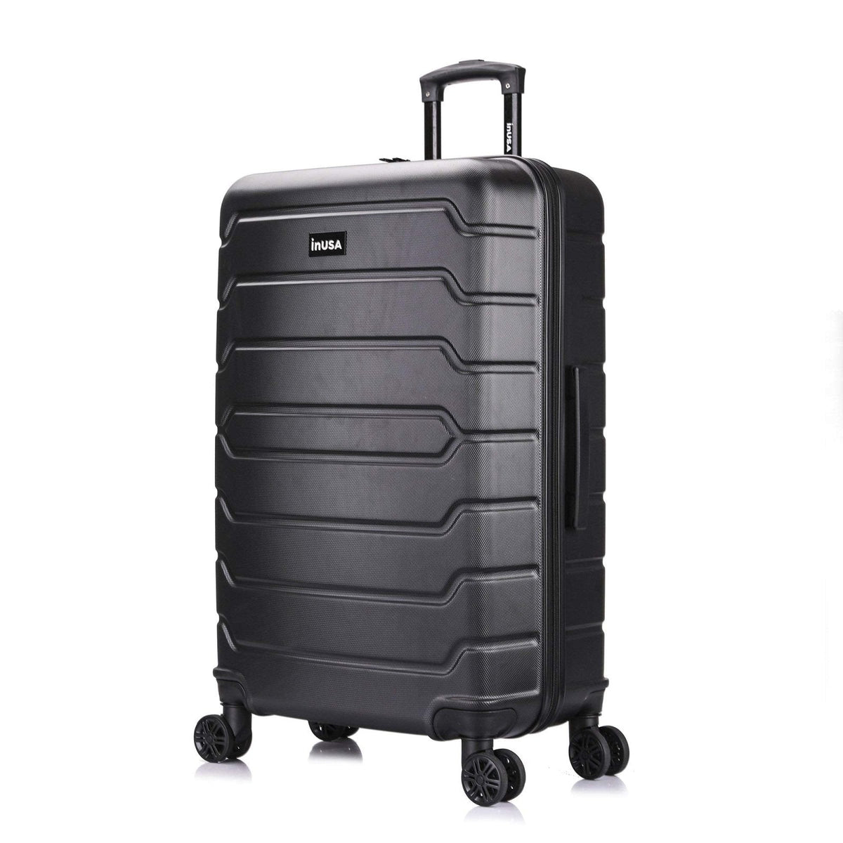 InUSA Trend Plastic 4-Wheel Spinner Luggage, Black (IUTRE00L-BLK)