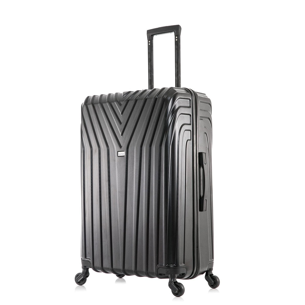 InUSA VASTY Luggage with Spinner Wheels | Durable Lightweight Hardside Suitcase, Travel Bag with Handle and Trolley, 28-Inch Large Checked Luggage | Black