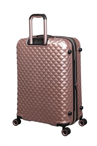 It Luggage Glitzy 27" Hardside Checked 8 Wheel Expandable Spinner, Metallic Rose Gold