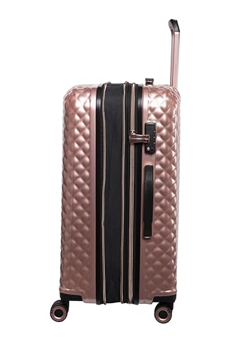 It Luggage Glitzy 27" Hardside Checked 8 Wheel Expandable Spinner, Metallic Rose Gold