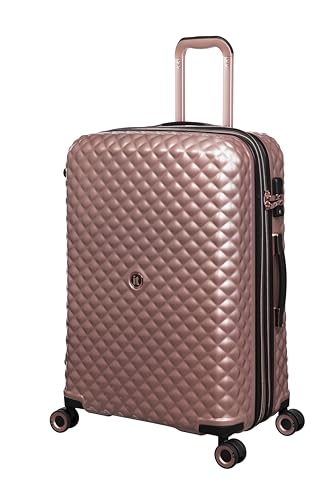 It Luggage Glitzy 27" Hardside Checked 8 Wheel Expandable Spinner, Metallic Rose Gold