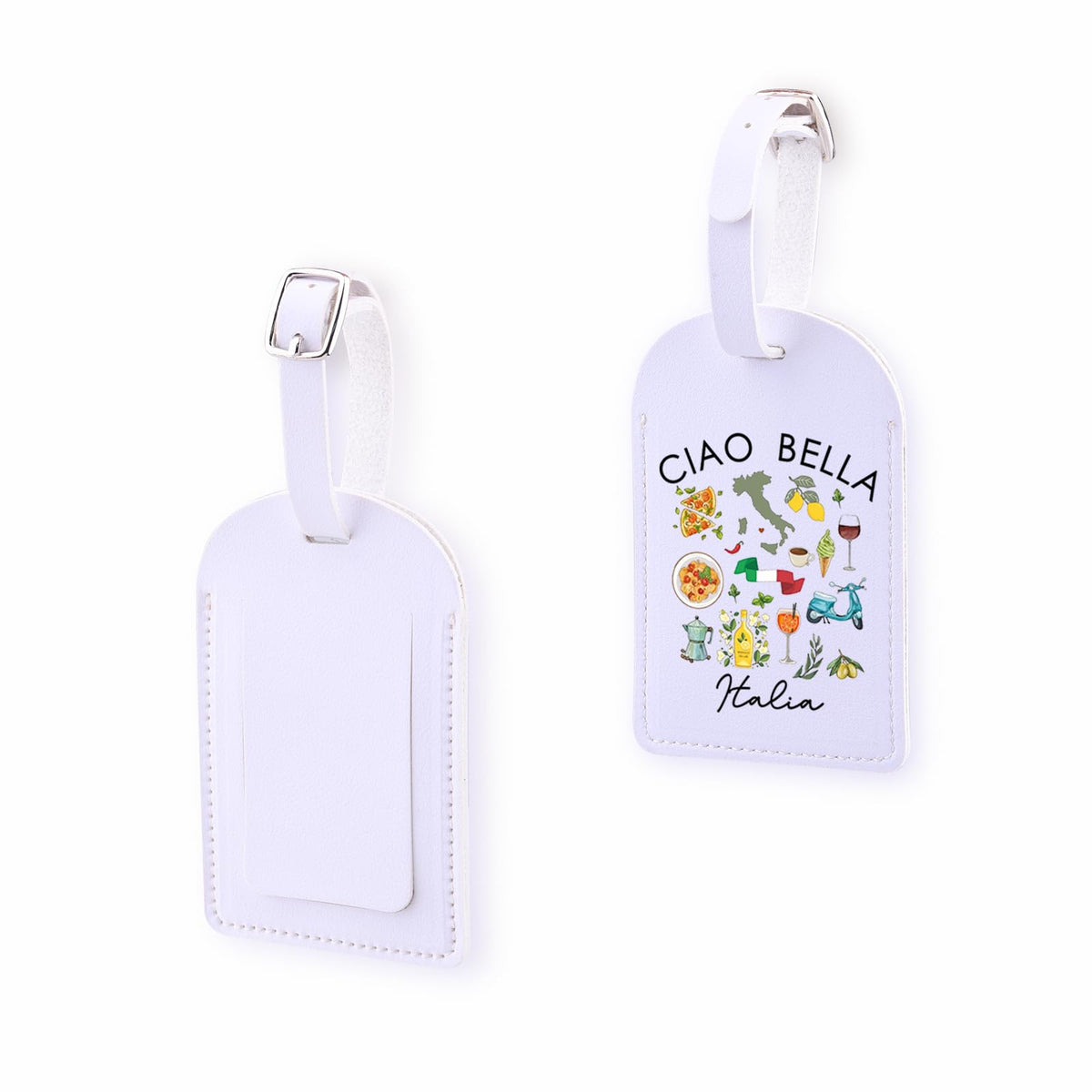 Italy Travel Baggage Bag Ciao Bella Italia Inspire Luggage Tag Italian Food Lover Gift Italy Vacation Souvenir Baggage Tag (CiaoItalia-tag)