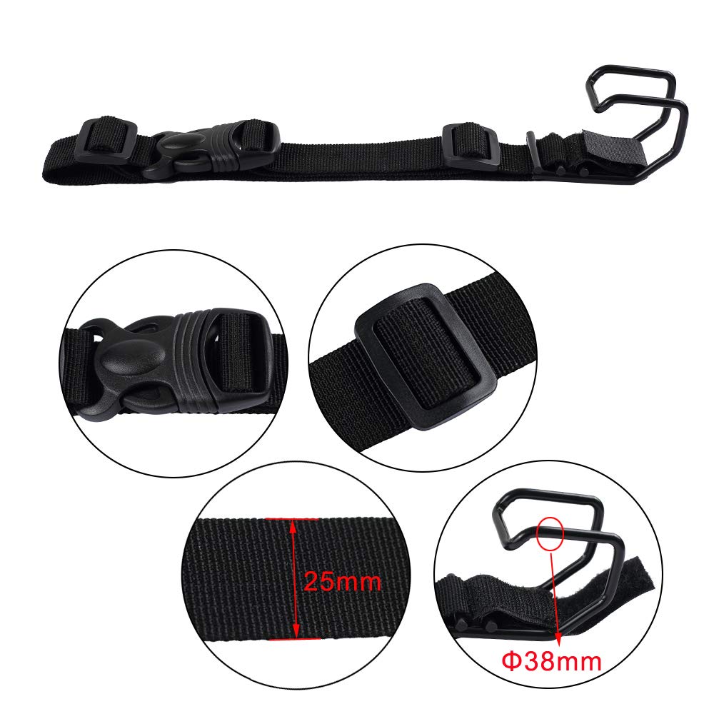 J Hook Luggage Strap Add a Bag Hook Hanger Strap, Adjustable attaches Briefcase Together (Black - Normal Size)