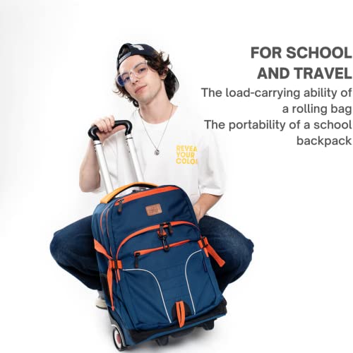 J World Lunar Rolling Backpack. Laptop Bag With Wheels. Wheeled Carry-On Travel Luggage, Black, 19.5 x 13 x 8 Inches