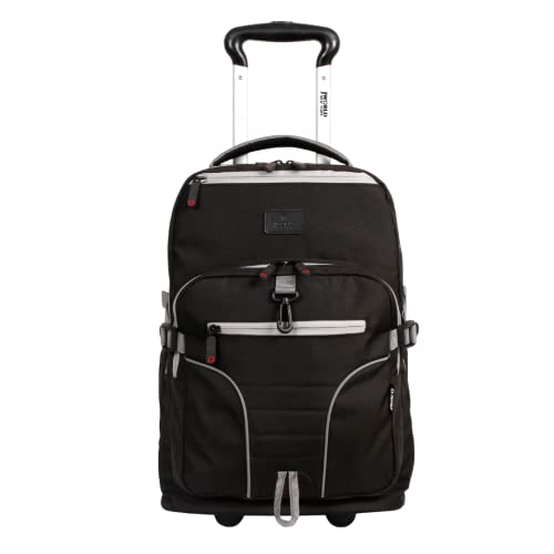 J World Lunar Rolling Backpack. Laptop Bag With Wheels. Wheeled Carry-On Travel Luggage, Black, 19.5 x 13 x 8 Inches