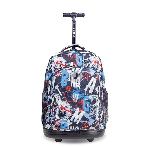 J World New York Sunny Rolling Backpack for Kids and Adults, Graffiti, 17 X 11.5X 5.5" (H X W X D)"
