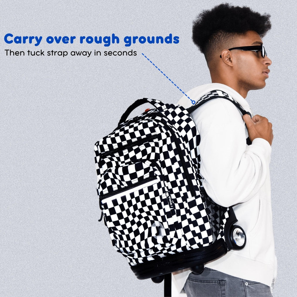 J World Sundance Laptop Rolling Backpack for Girls Boys. Roller Bookbag with Wheels, Line