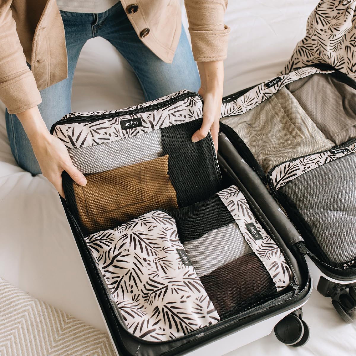 Jadyn Packing Cubes for Travel, 6 - Piece Large Packing Cube Organizer Set for Suitcase, Duffel Bag, Luggage, Multiple Sizes Travel Essentials (Desert Foliage)