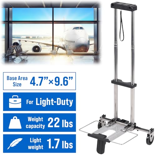 Japard Folding Carrying Cart, Luggage Cart with 2 Wheels One Way, Compact for Travel Trolley School with Bungee Cord for Light Duty 22lbs