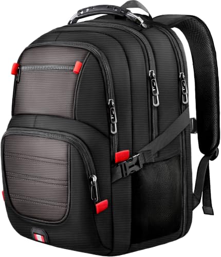 JARWAM Laptop Backpack for Men Women, Large TSA Friendly Travel Backpack Fits 17.3 Inch Laptop, 45L Carry On Airline Approved Computer Bag for Business Work College, Grey