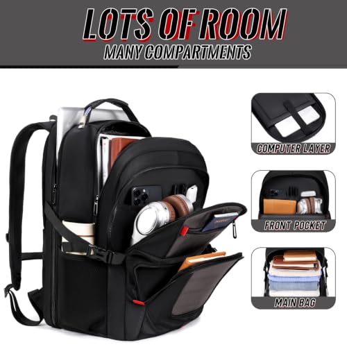 JARWAM Laptop Backpack for Men Women, Large TSA Friendly Travel Backpack Fits 17.3 Inch Laptop, 45L Carry On Airline Approved Computer Bag for Business Work College, Grey