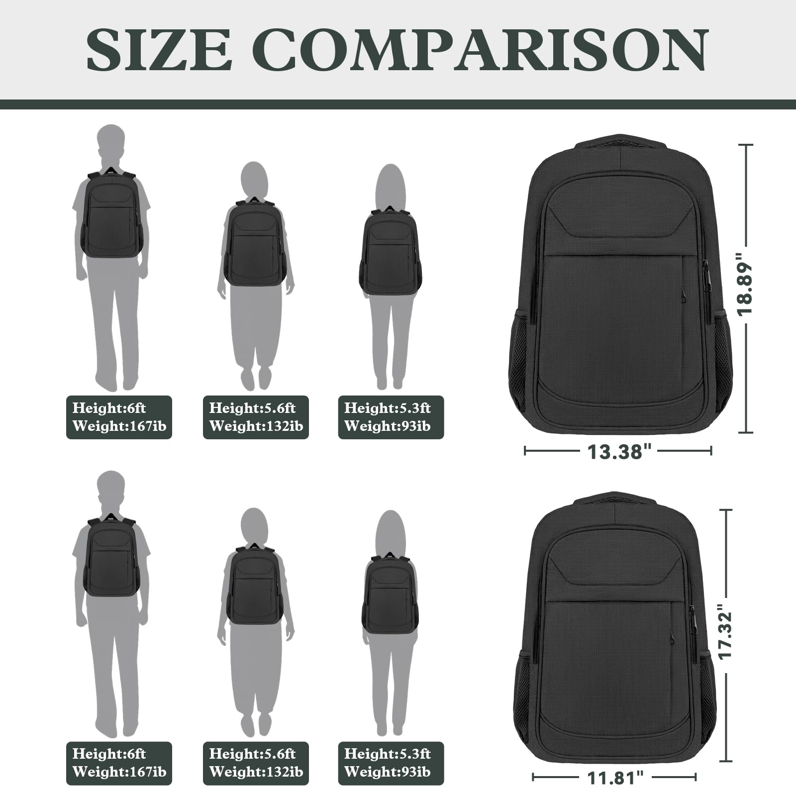 JARWAM Travel Laptop Backpack 17 Inch, Durable Professional Travel Backpack for Men Women with LifetimeWarranty, Airline Approved Big Large Business Work School College Computer Backpack, Black
