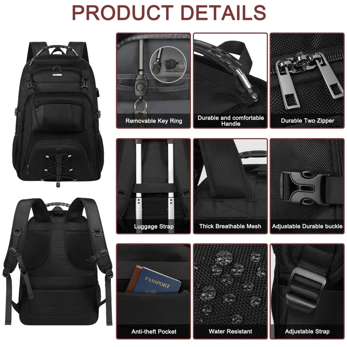 JCDOBEST Extra Large Laptop Backpack for Travel, College & Work, TSA Friendly Commuter Gaming Bag, Compatible with PS5/PS5 Pro/PS5 Slim, Fit 15 - 18.4 inch laptop, 21.7x15.9x10.2