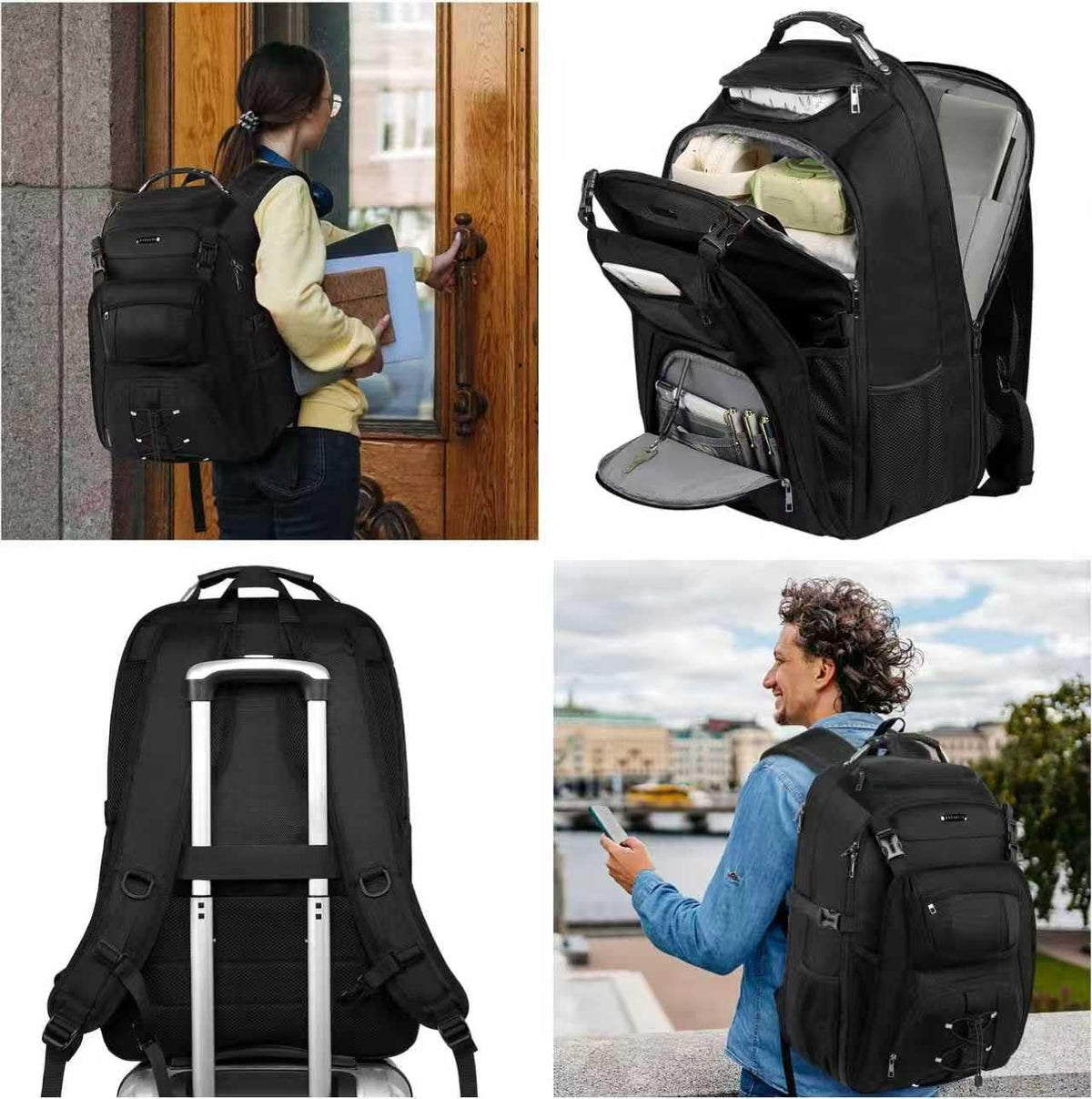 JCDOBEST Extra Large Laptop Backpack for Travel, College & Work, TSA Friendly Commuter Gaming Bag, Compatible with PS5/PS5 Pro/PS5 Slim, Fit 15 - 18.4 inch laptop, 21.7x15.9x10.2