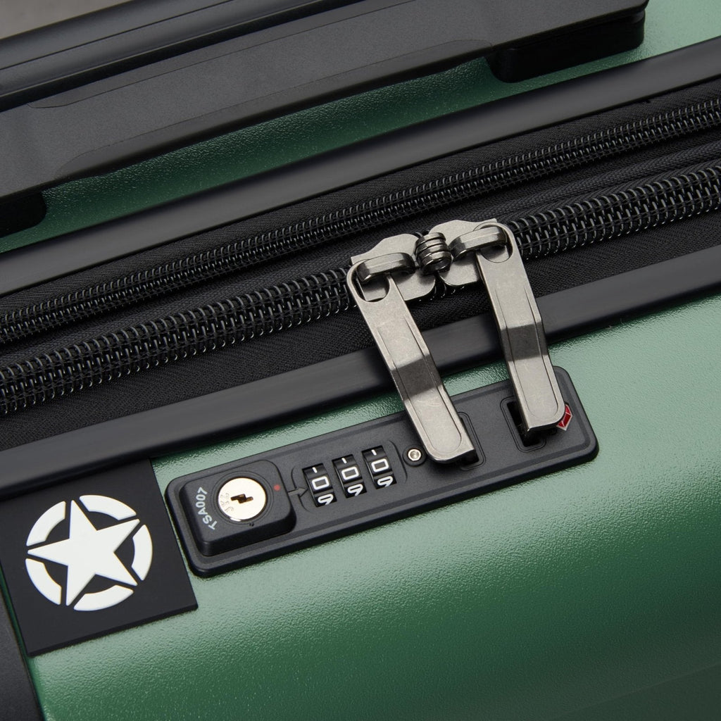 Jeep JH002B Hardside Expandable Luggage with Spinner Wheels, Elm Green, Carry - On 19 Inch