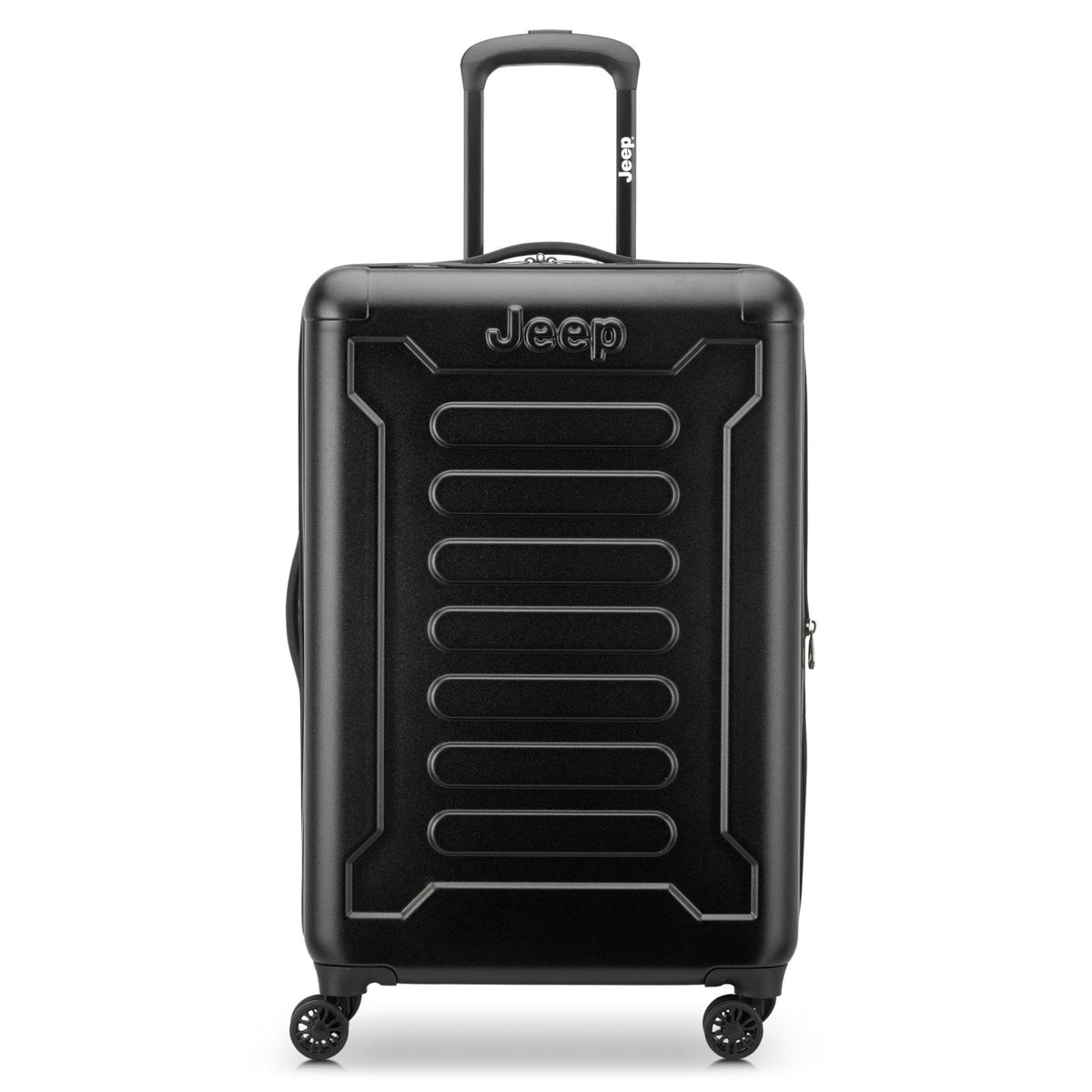 Jeep JH004C Hardside Expandable Luggage with Spinner Wheels, Black, Checked-Medium 24 Inch