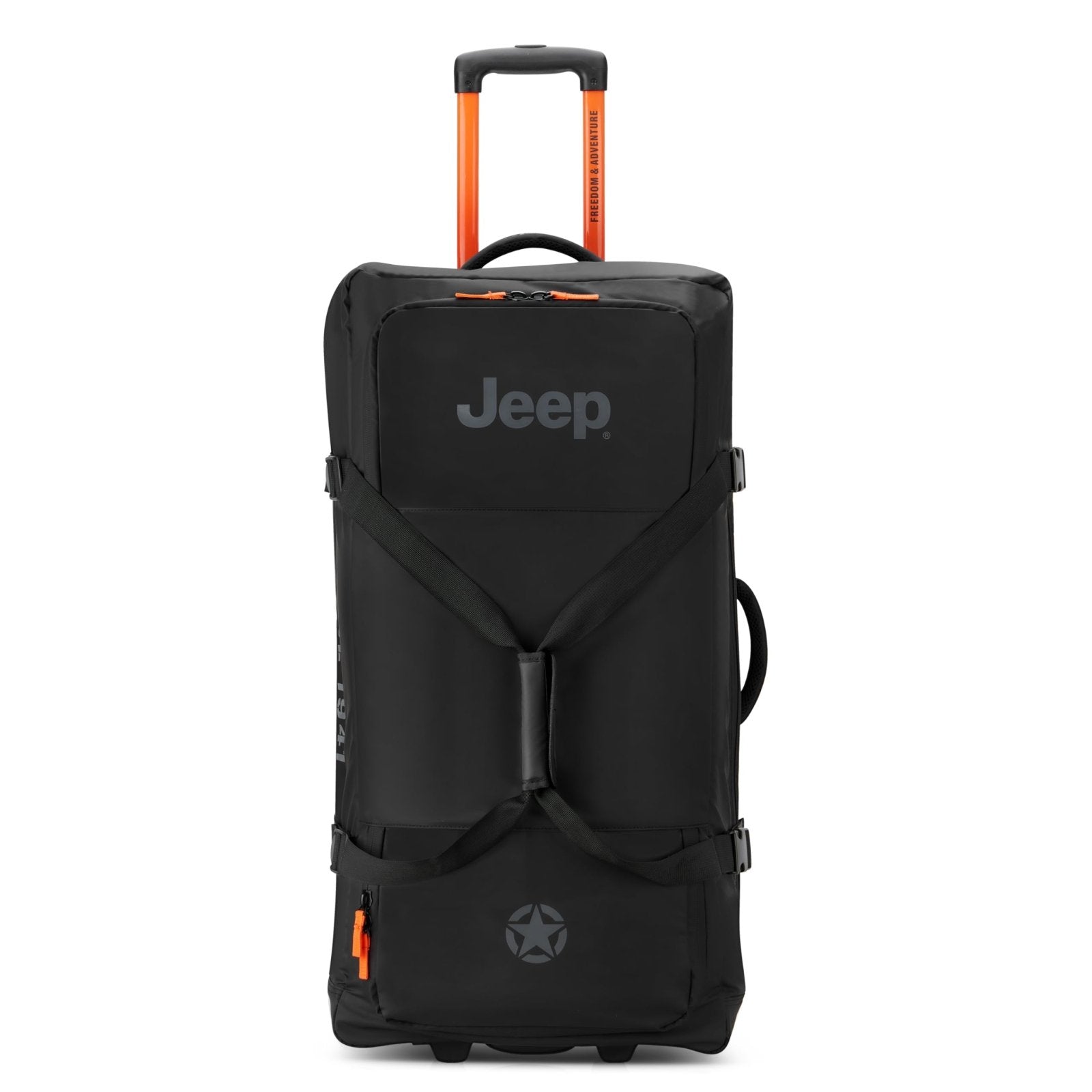 Jeep JS005A Two Wheel Rolling Travel Duffle Bag, Black, 31 Inch