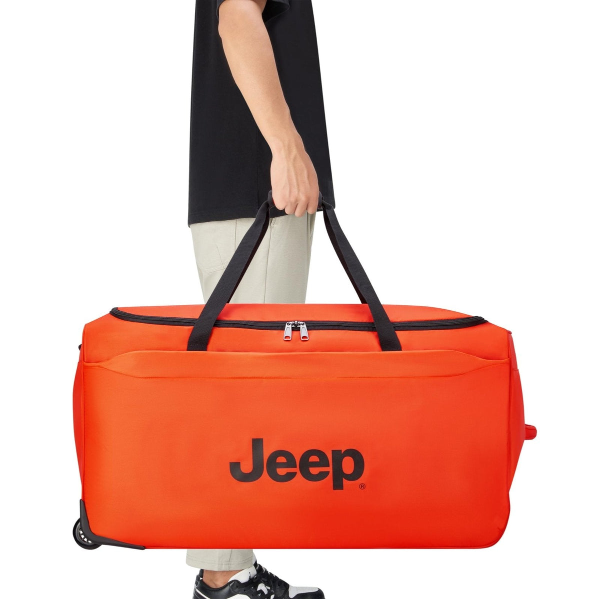Jeep JS009D Two Wheel Rolling Travel Duffle Bag, Orange, 20 Inch