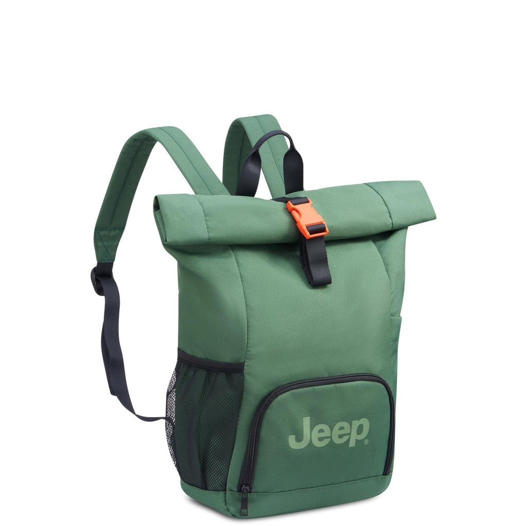 Jeep JS016D Rolltop Laptop Travel Backpack, Green