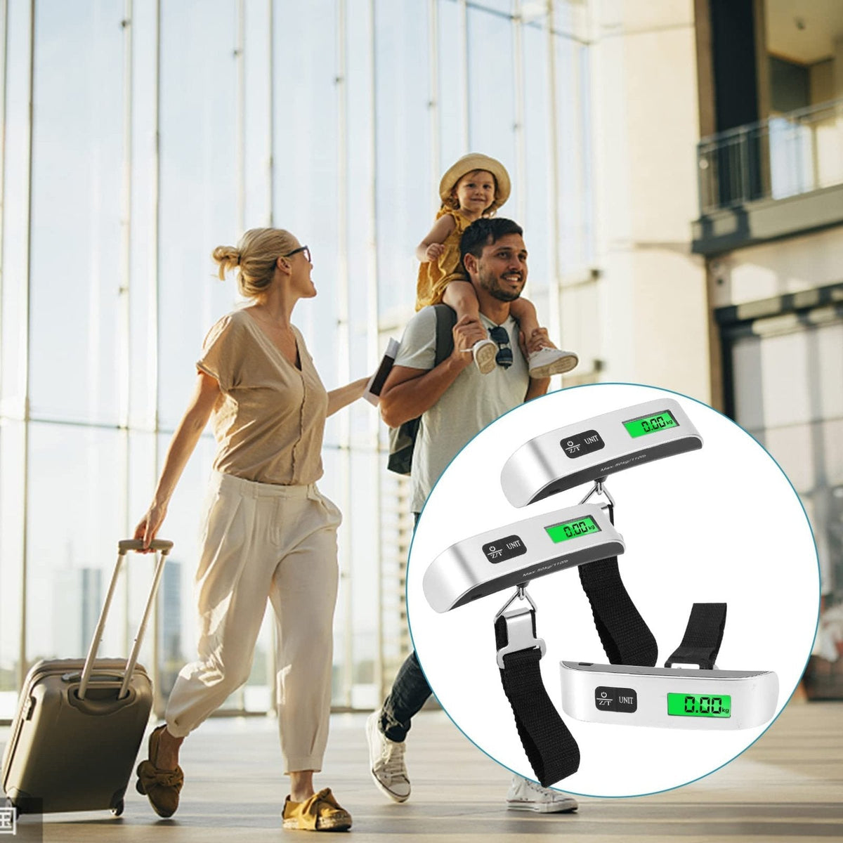 Jeffbaubl 3 Pack Digital Luggage Scale,Luggage Weight Scale,110LB Baggage Scale with Backlit LCD Display,Portable Hanging Baggage Scale,Suitcase Weight Scale with Hook for Travel Home