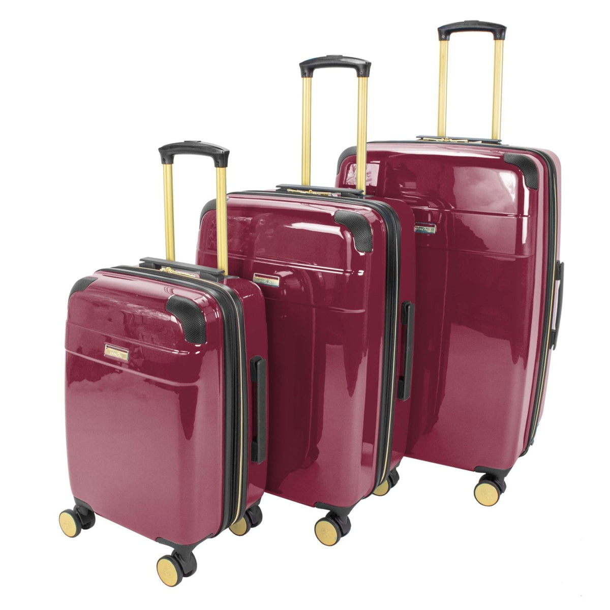 Jenni Chan Entin 3-Piece Hardside Lightweight Expandable Spinner Luggage Set (Merlot)