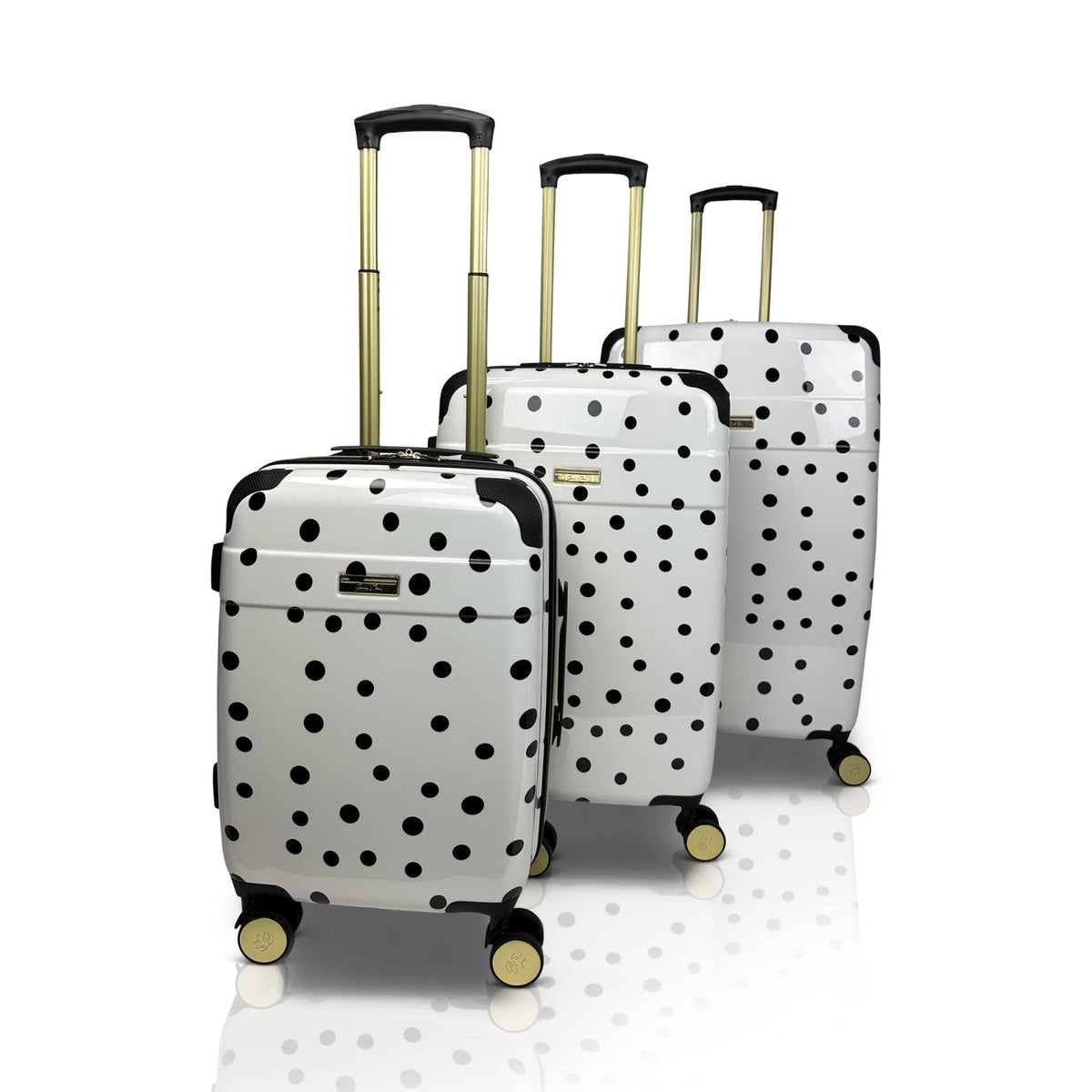 Jenni Chan Polka Dot 3-Piece Hardside Lightweight Expandable Spinner Luggage Suitcase Set