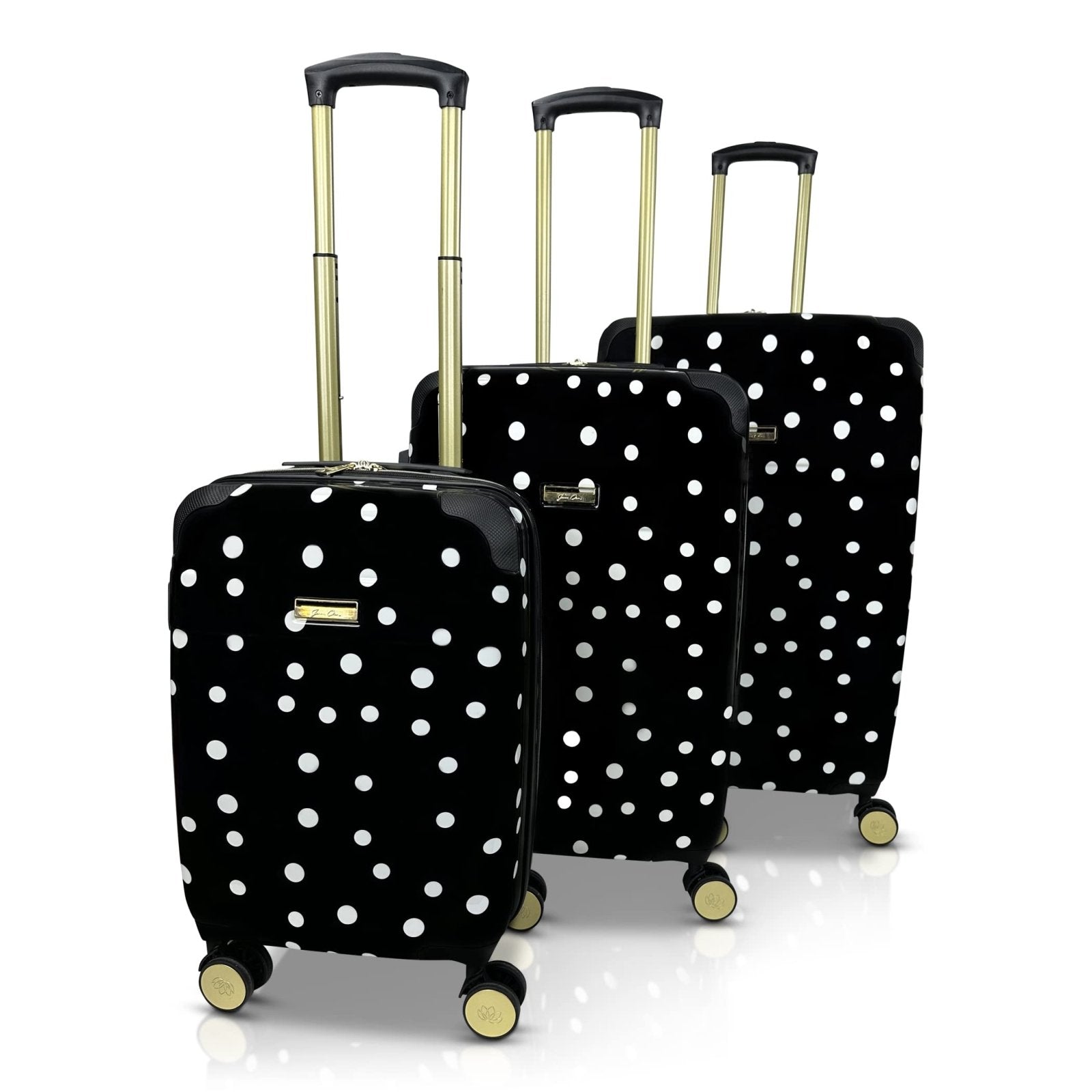 Jenni Chan Polka Dot 3-Piece Hardside Lightweight Expandable Spinner Luggage Suitcase Set