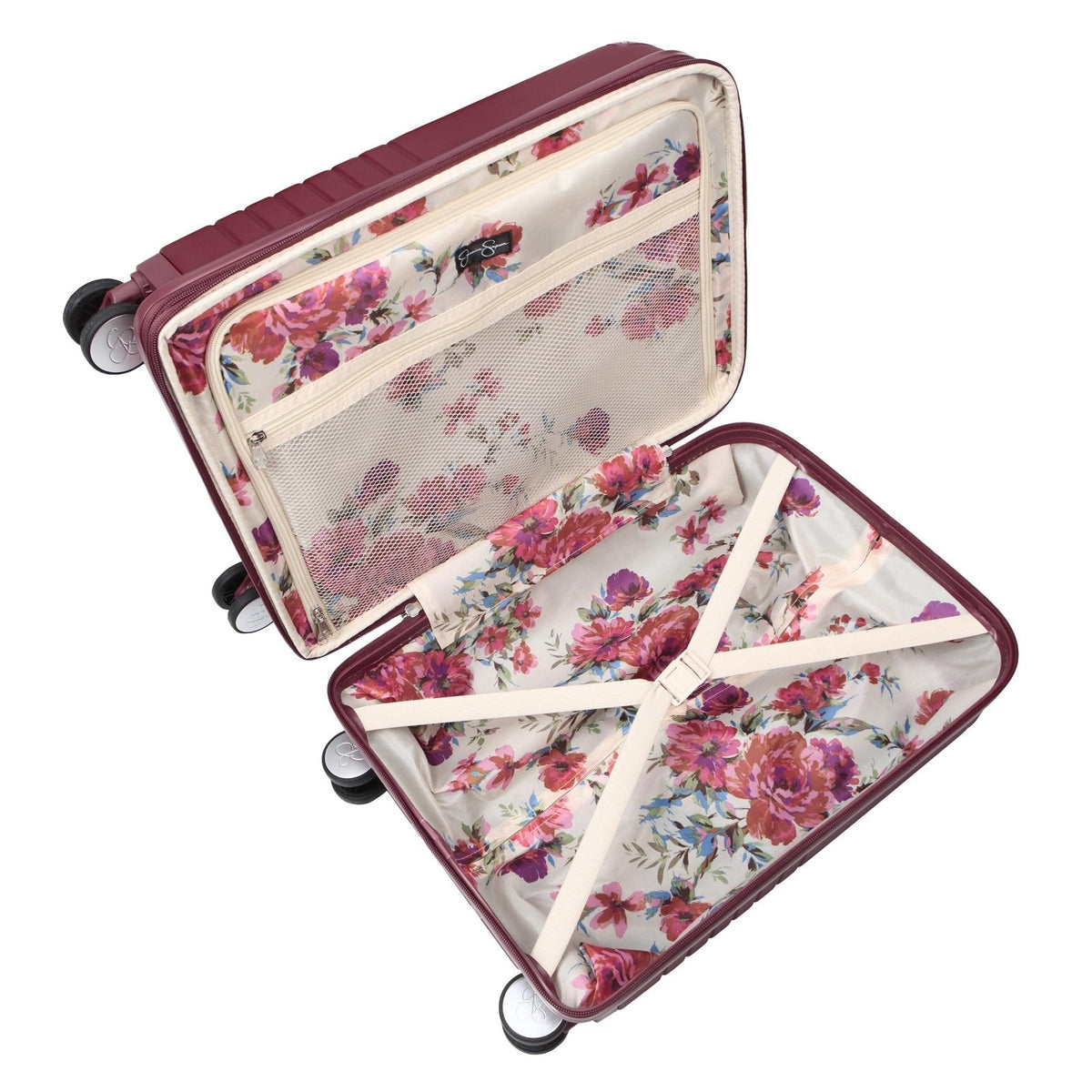 Jessica Simpson Countryside 2 - Piece Set (21" & 30") Expandable 8 - Wheel Spinner Large Checked Luggage Suitcase, Burnt Russet