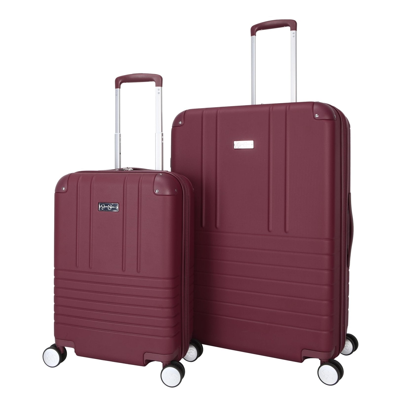 Jessica Simpson Countryside 2-Piece Set (21" & 30") Expandable 8-Wheel Spinner Large Checked Luggage Suitcase, Burnt Russet