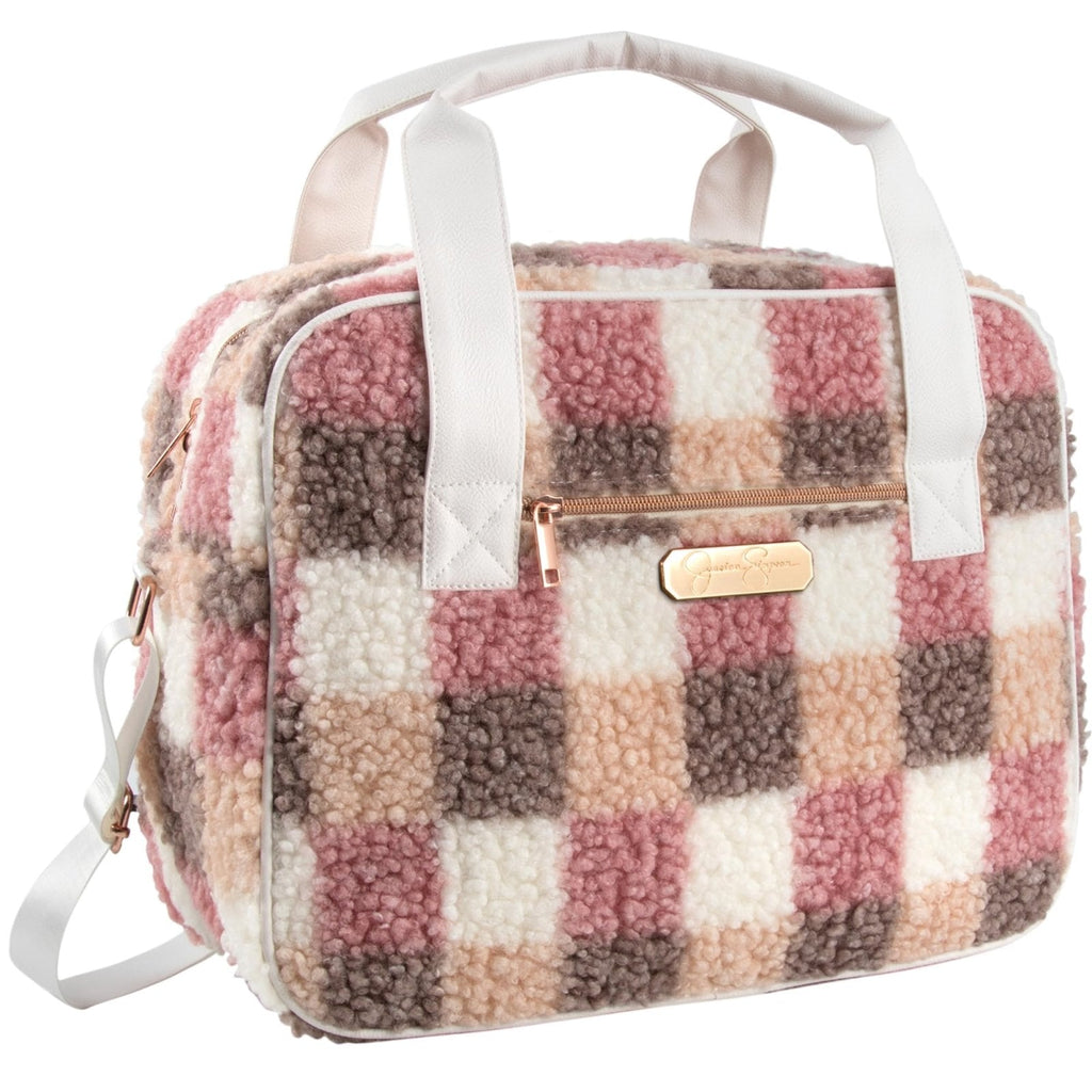 Jessica Simpson Travel Tote Duffle Bag for Women, Carry On Waterproof Weekender Overnight Duffel Bag with Pockets (Poptart Checkerboard)