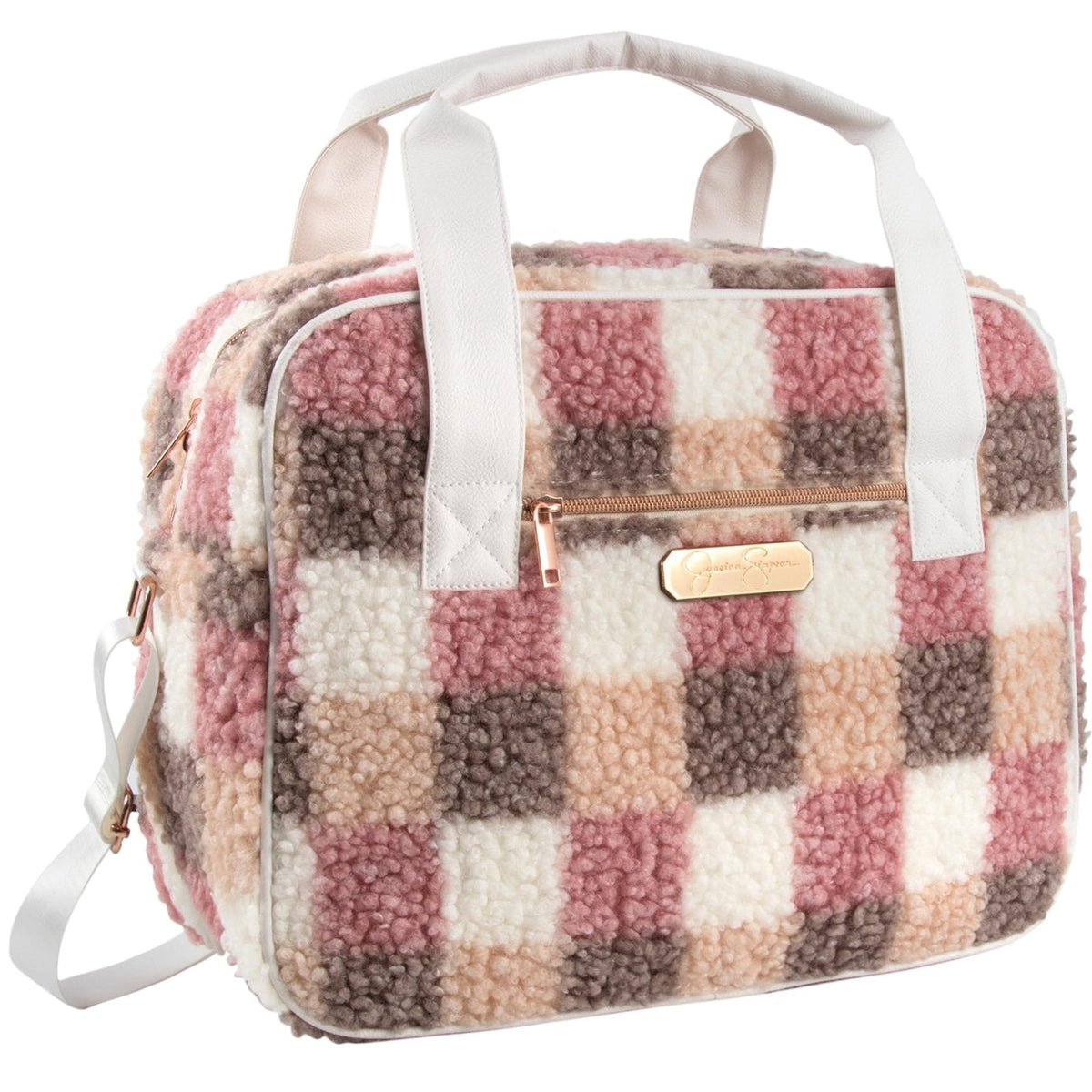 Jessica Simpson Travel Tote Duffle Bag for Women, Carry On Waterproof Weekender Overnight Duffel Bag with Pockets (Poptart Checkerboard)